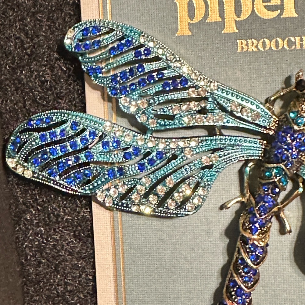05. Piper K Blue and Gold Dragonfly Brooch